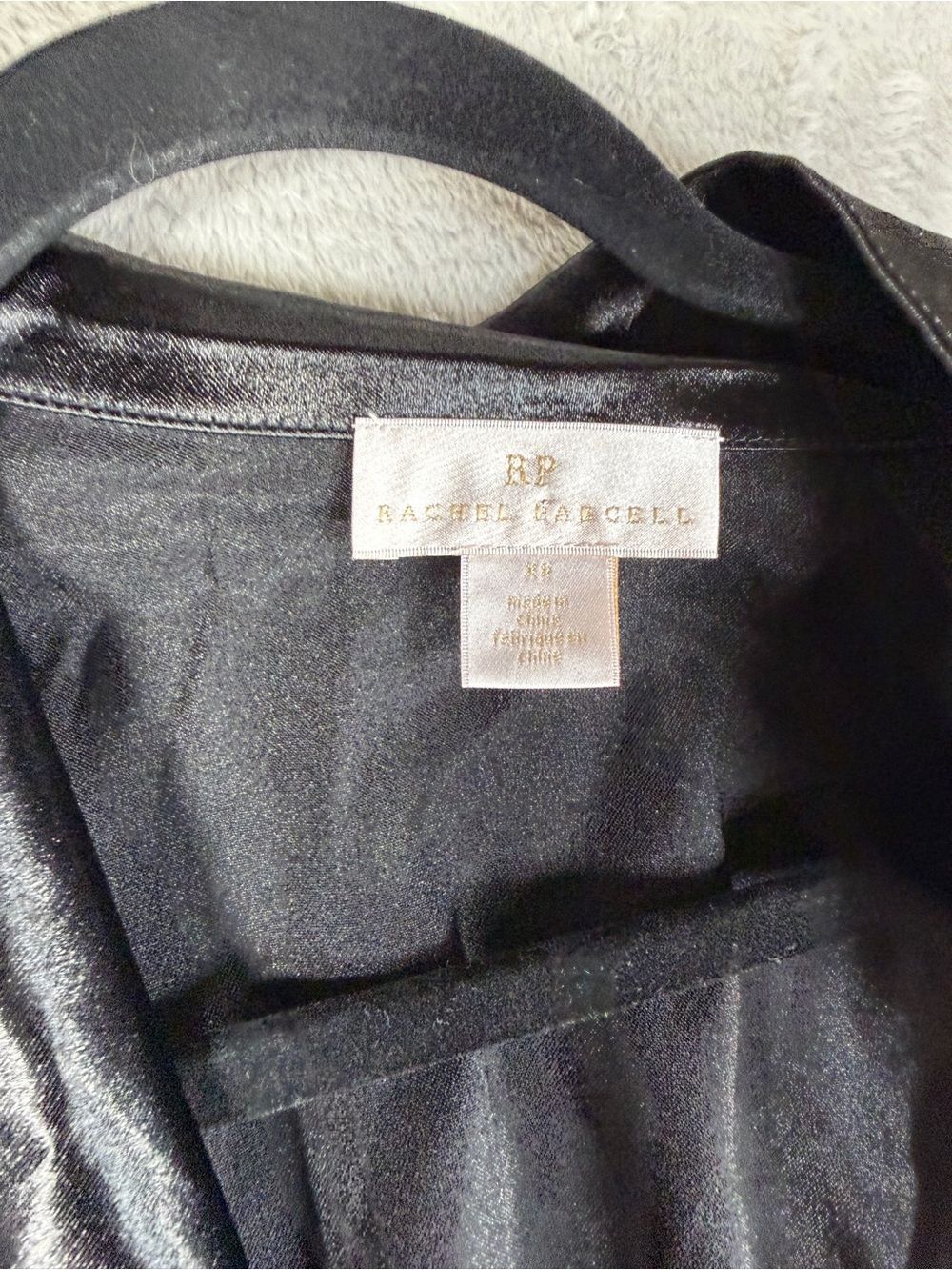 Rachel Parcell Black Satin Wrap Dress with Ruffle Hem - XS NWT - Picture 5 of 7